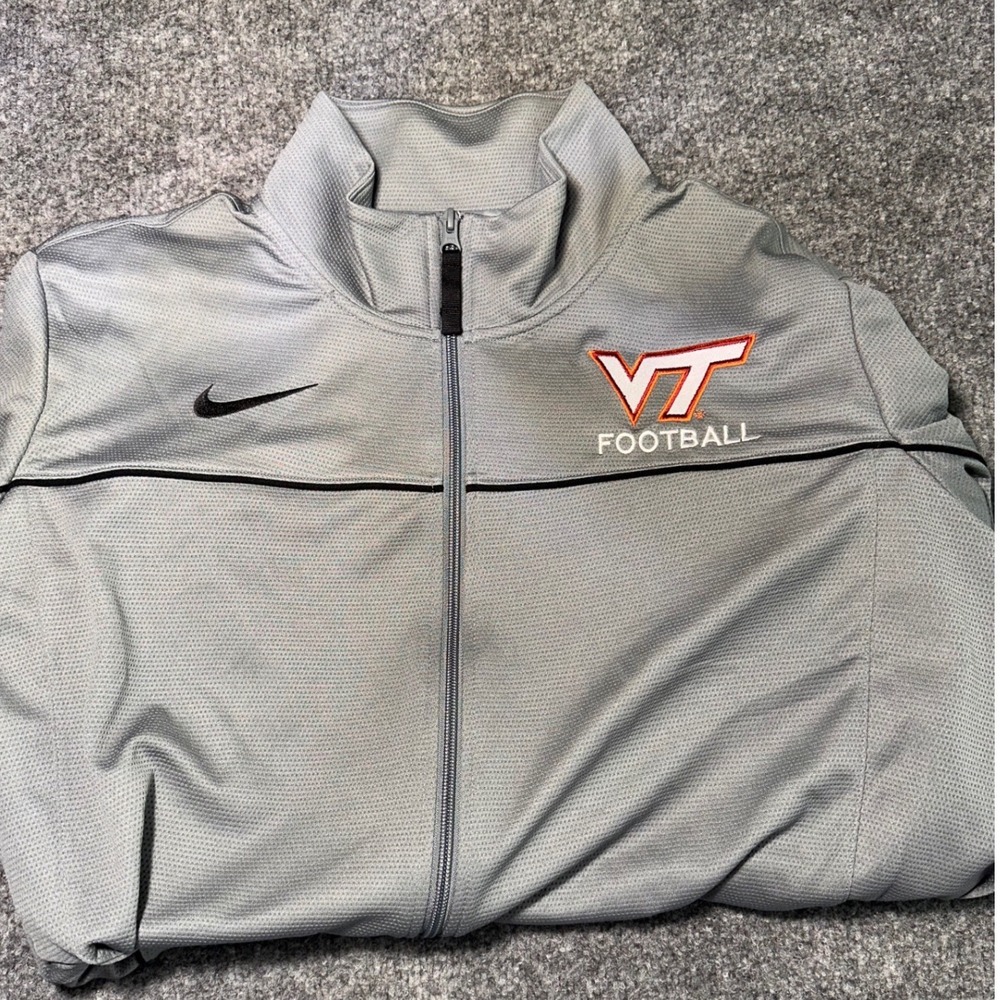 Nike Virginia Tech Football Pinstripe Bowl Dri-FIT Track Jacket Mens XL Grey